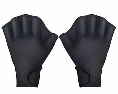 Large Black Orange Head Swim Gloves 