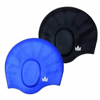 Bonnet de bain cheveux longs Friendly Swede noir bleu-min