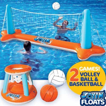 Inflatable Pool Basketball and Volleyball Set -- Best Swim Pool Toys