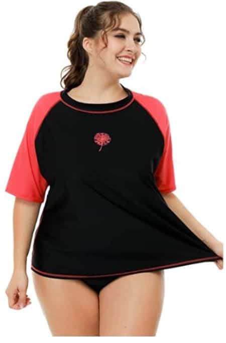 Sociala Women's Plus Size Rash Guard and Swim Shirt