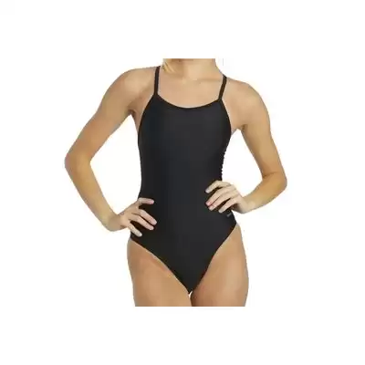 Sporti Solid Thin Strap One Piece Lap Swimming Swimsuit